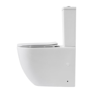 Pack WC A3 + Manguito conector | Inodoro de ceramica | Manguito extensible 150-470mm | WC con Tapa amortiguada | Doble descarga | Salida dual | Alday