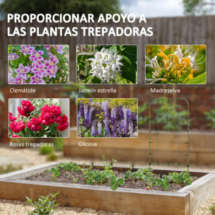 Outsunny Juego de 4 Enrejados de Jardín Soportes para Plantas Trepadoras con Marco de Acero para Frutas Verduras Flores 40x90 cm Verde