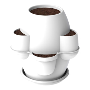 Oasi - Fioriera Da Giardino 80x80x80 Cm Con 6 Tasche Perimetrali E Sottovaso Bianco