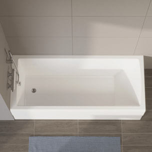 Baignoire rectangulaire Neon 170x75cm + Pare bain gauche AURYS Raywall chromé profilé gauche