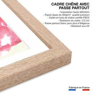 Affiche Pina colada en aquarelle Affiche + cadre en bois - Chêne