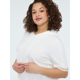 Fiorella Rubino - Camiseta con capucha y ribetes hotfix - Blanco