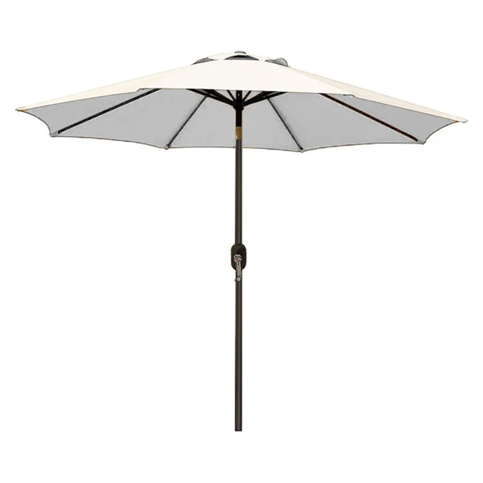 Ombrellone Da Giardino Parasole Per Balcone Con Air Vent Inclinazione Regolabile Apertura A Manovella Anti UV Impermeabile 2.7 M Bianco