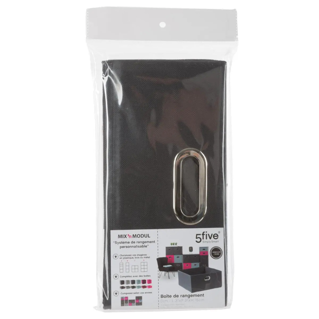 Panier tissu 31x15cm "Mix N' Modul" gris anthracite