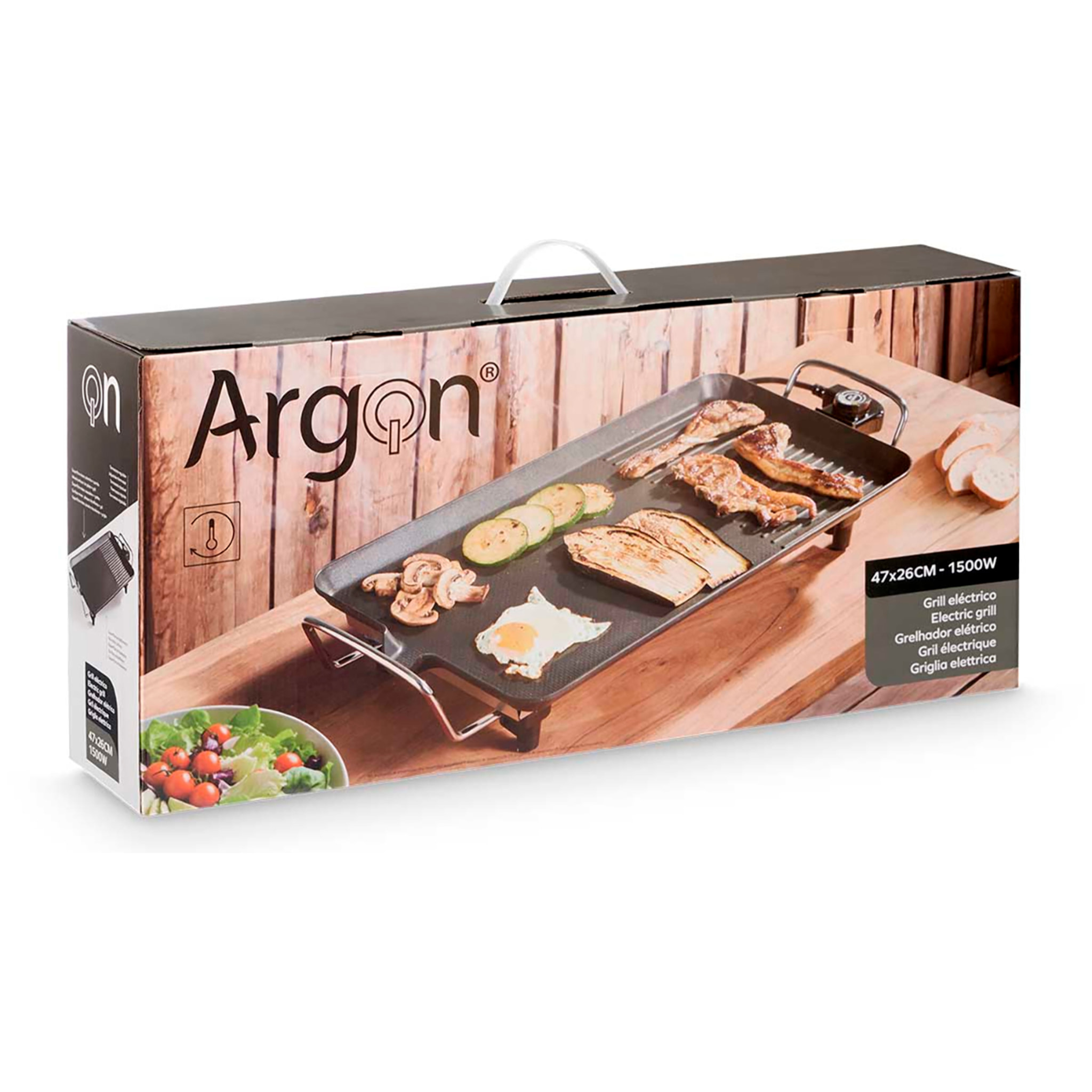 Ferro da stiro elettrico 2 in 1 con piastra antiaderente e termostato regolabile. 1500W di potenza. 47x26 cm.