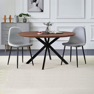 Tavolo tondo 140 cm con top effetto noce e gambe nere - Exten