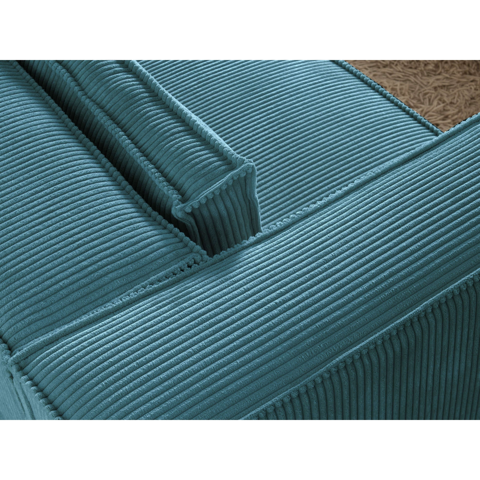 Stella - canapé fixe 3 places - en velours côtelé - style contemporain - Bleu canard