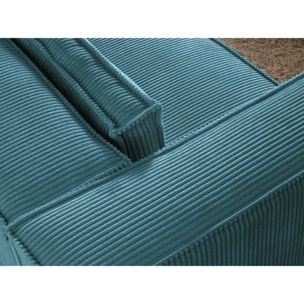 Stella - canapé fixe 3 places - en velours côtelé - style contemporain - Bleu canard