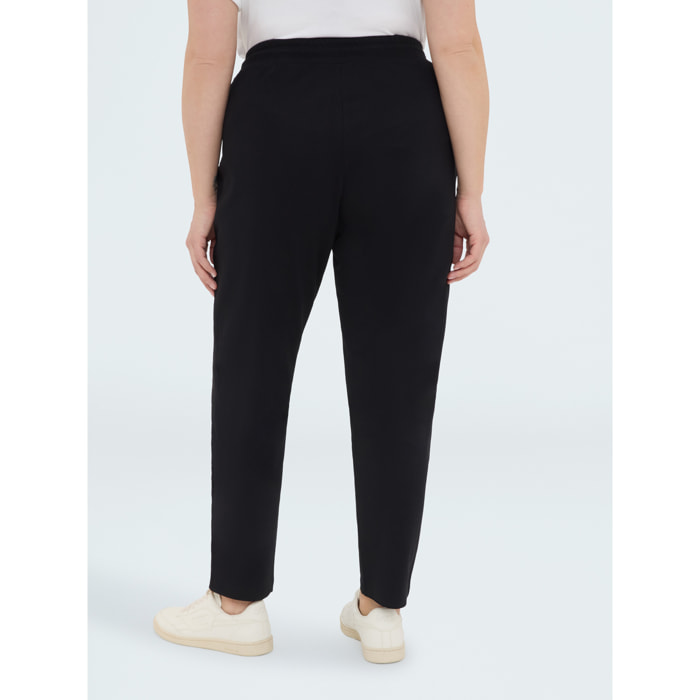 Fiorella Rubino - Joggers in cotone con bande laterali - Nero