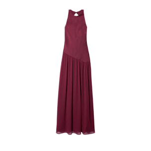 Vestido largo con corte asimétrico y espalda abierta