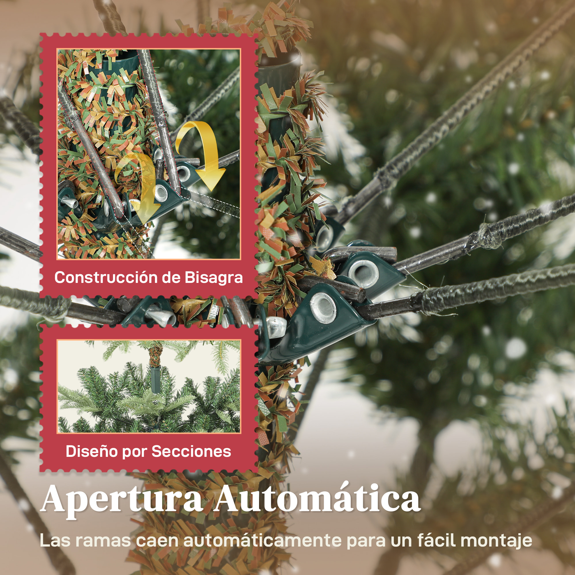 Árbol de Navidad Artificial 210 cm, Árbol de Navidad con 1123 Ramas Densas y Soporte Metálico Plegable, Fácil Montaje, para Salón, Interior, Verde