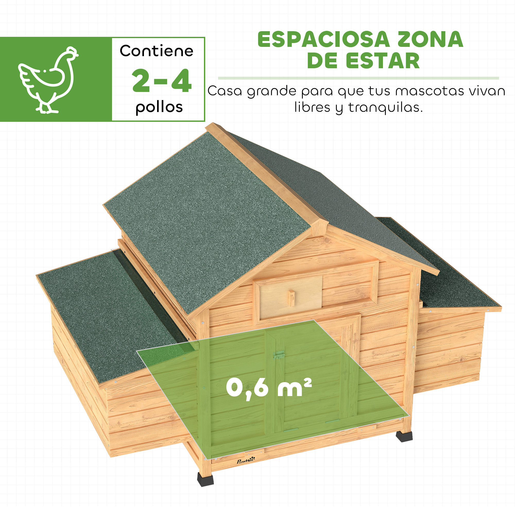 Gallinero de Madera para Exterior, Caseta para Gallinas con 2 Nidos, Bandeja Extraíble, Perchas, Techo Impermeable, Casa para 2-4 Gallinas y Conejos, 150x100x96,5 cm, Amarillo