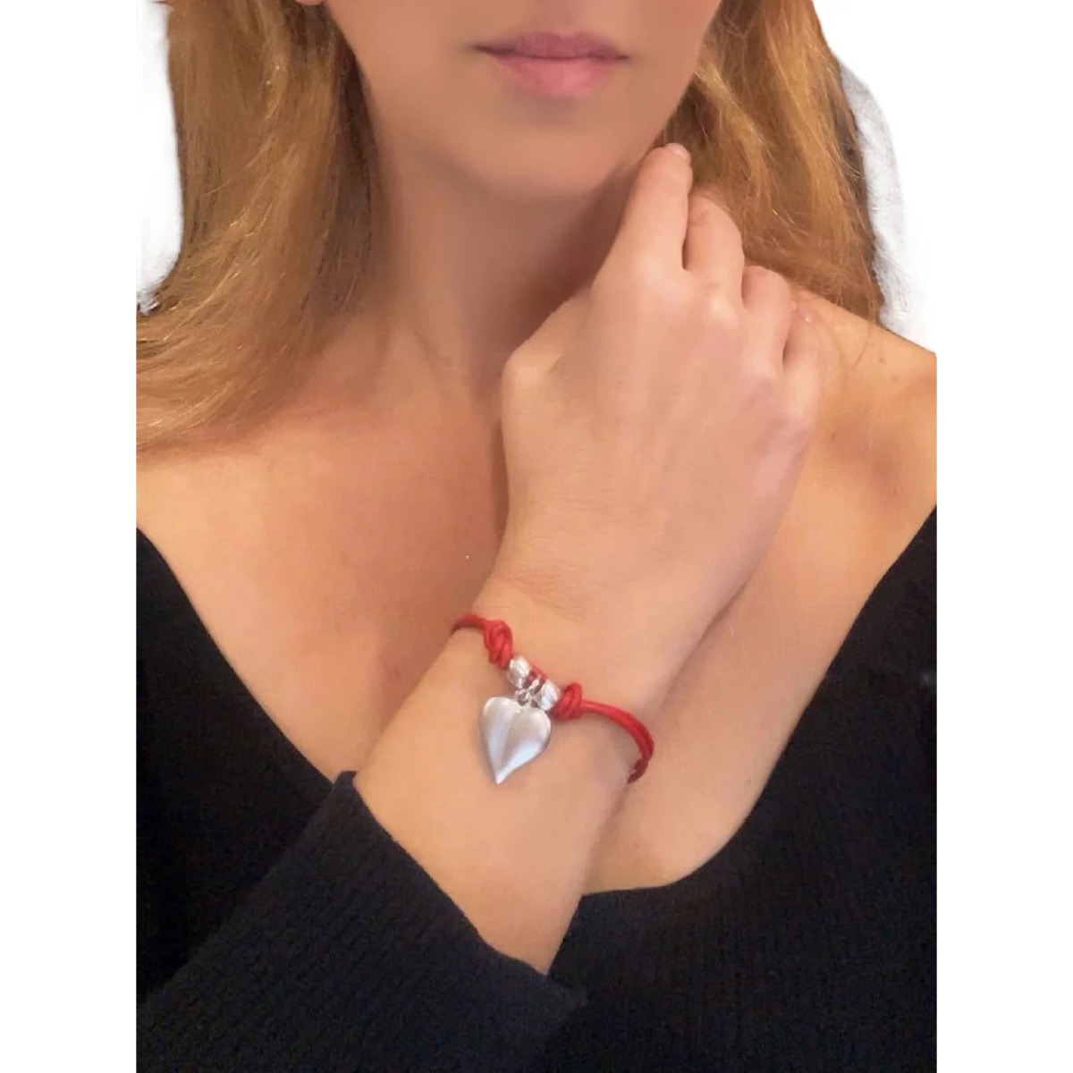 Pulsera MyLove cuero rojo y plara chapado