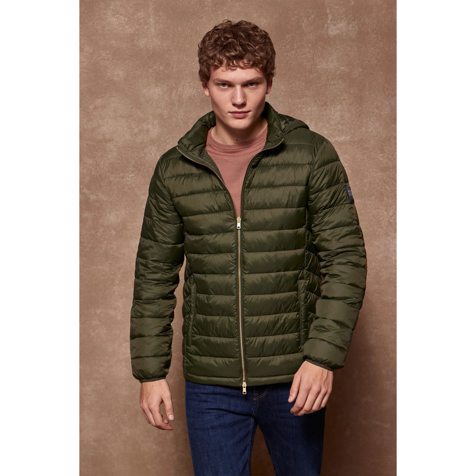 Chaqueta Charles ultralight verde con capucha y logotipo Polo Club