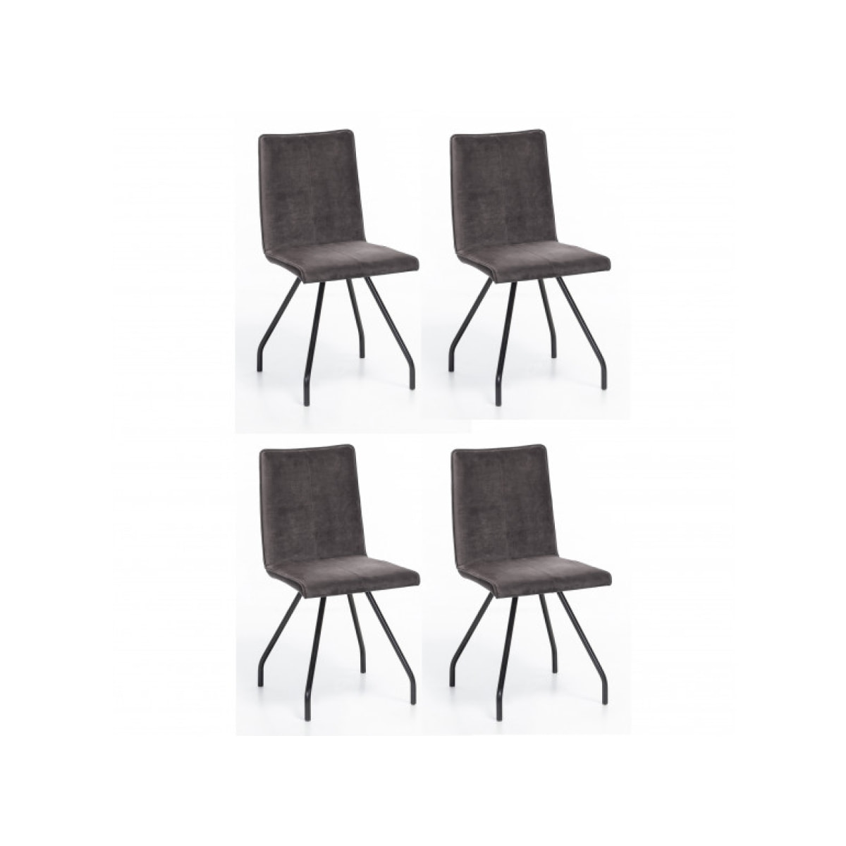 Lot de 2 chaises en velours & piètement métal noir - HARRY