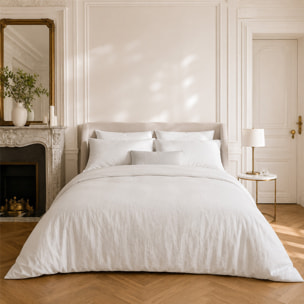 Parure housse de couette 100% coton lavé blanc - Drift