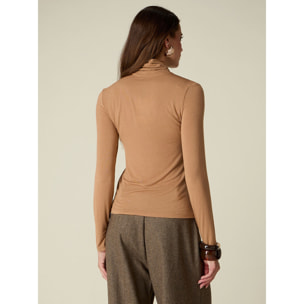 Oltre - T-shirt dolcevita misto cashmere - Beige