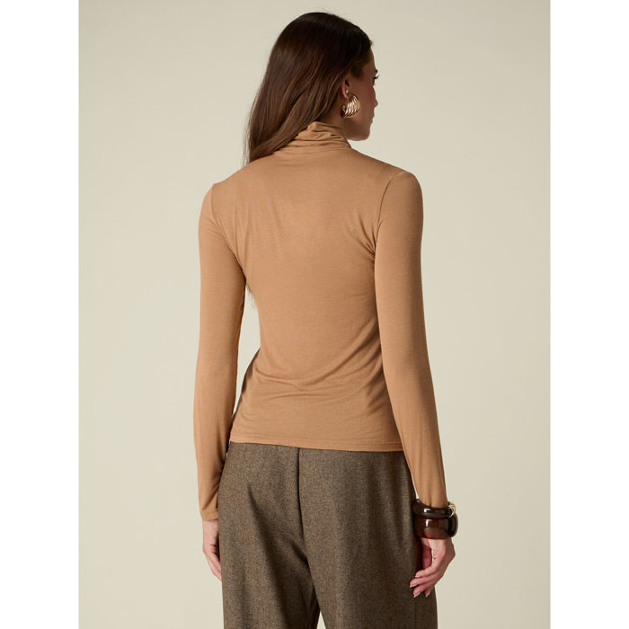Oltre - T-shirt dolcevita misto cashmere - Beige