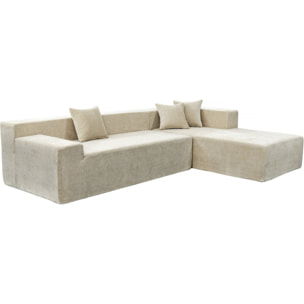 Canapé d'angle en tissu texturé "Tessaro" - 4 places - Beige
