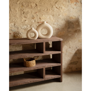 Estantería de madera maciza tono nogal de 80x140cm Alto: 80 Largo: 140 Ancho: 35