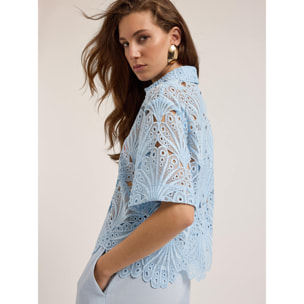 Motivi - Camicia in pizzo macramé - Azzurro