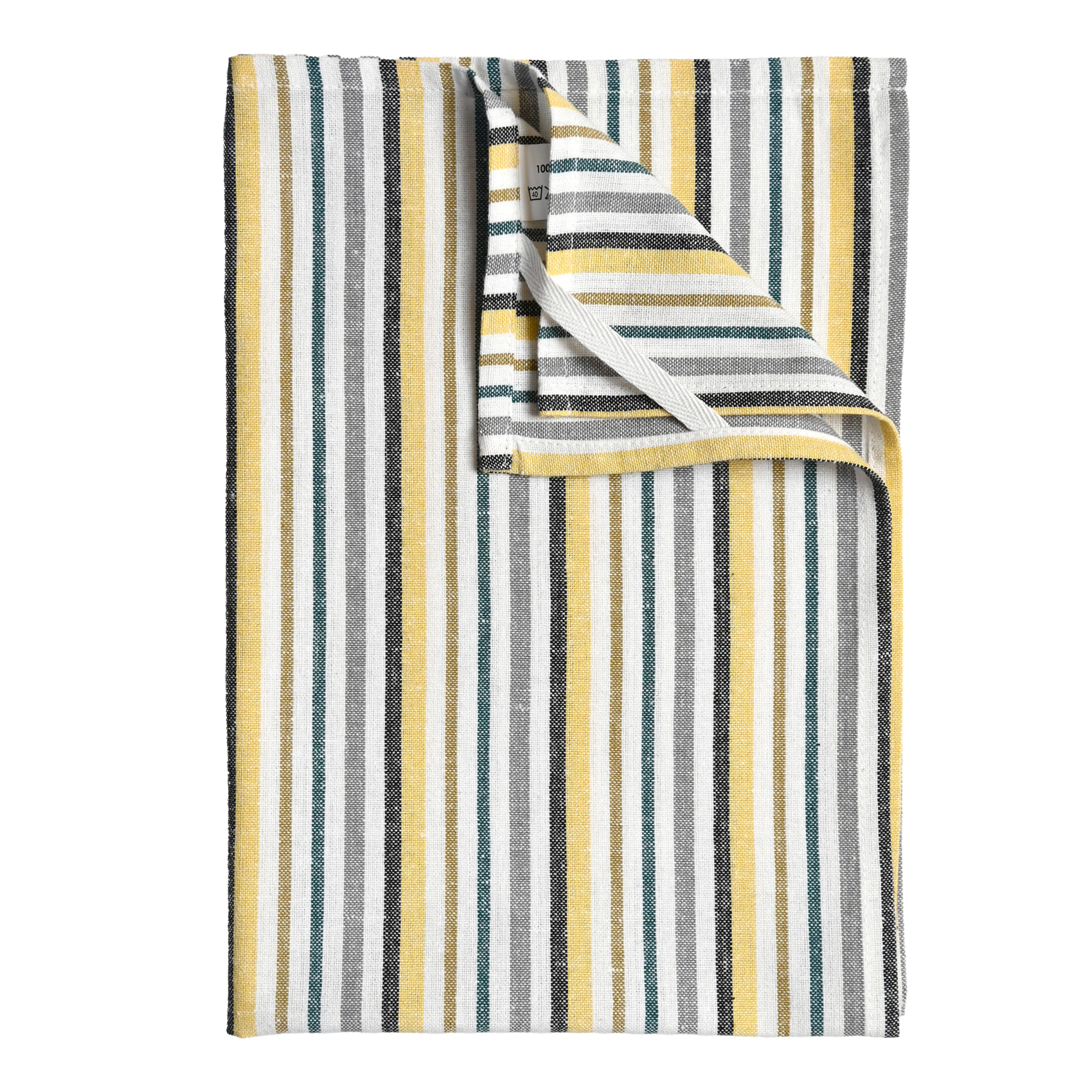 Torchons de cuisine rayures en coton - Jaune