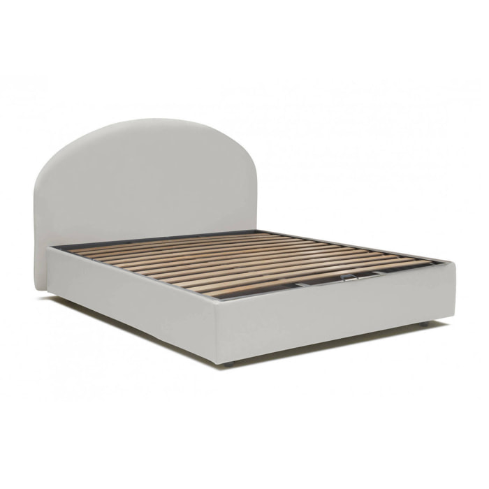 Letto matrimoniale Alastorn, Letto contenitore con rivestimento in ecopelle, 100% Made in Italy, Apertura frontale, adatto per materasso Cm 160x190, Bianco