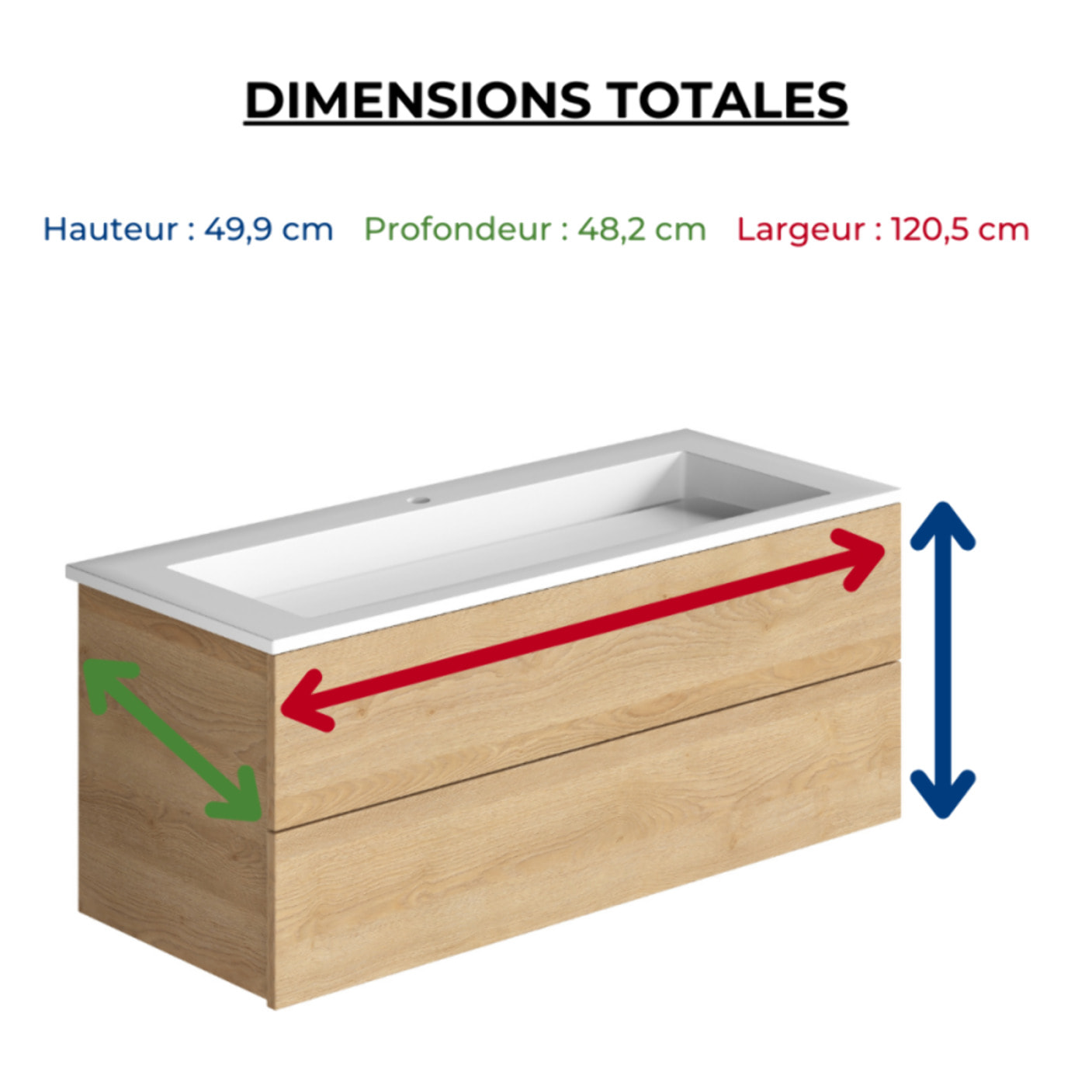 Meuble simple vasque BURGBAD Cosmo 120 cm chêne