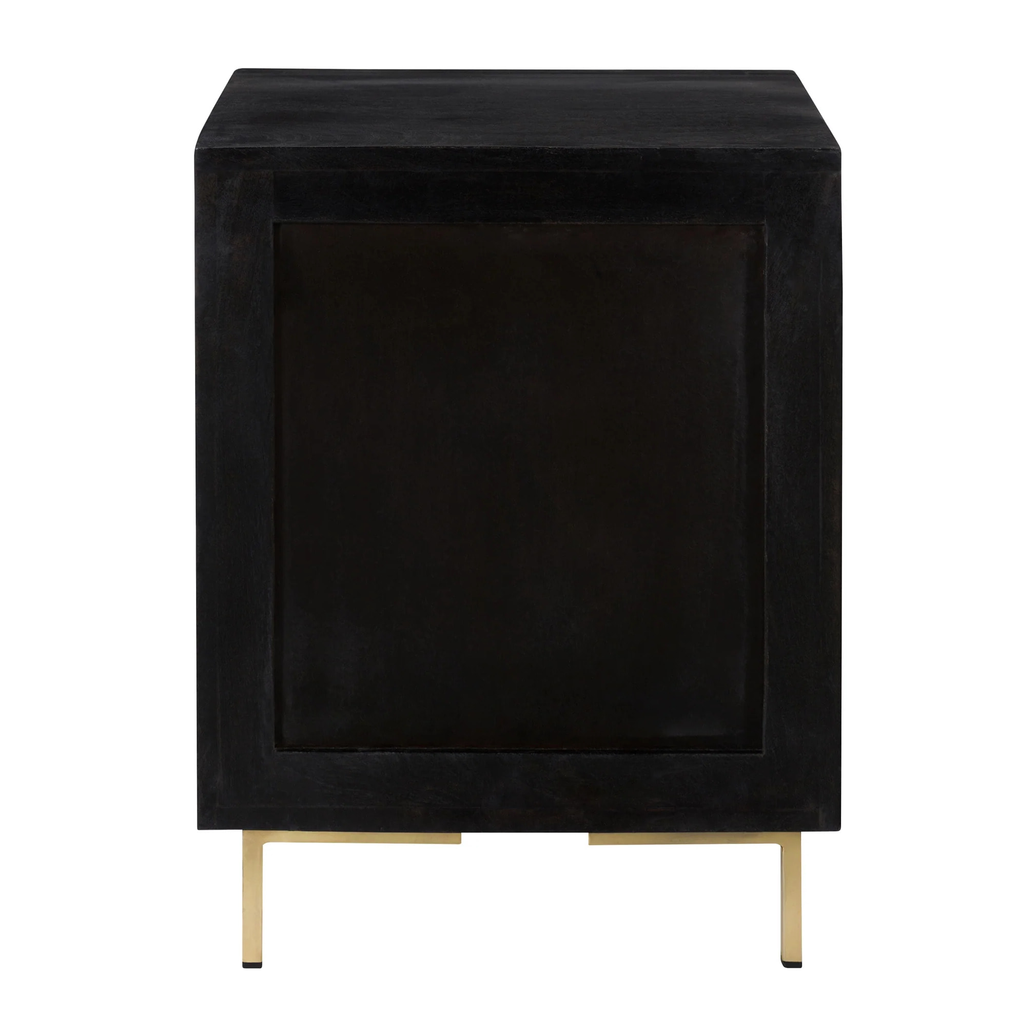 Chevet 1 porte en bois gravé noir et métal doré - Chimane