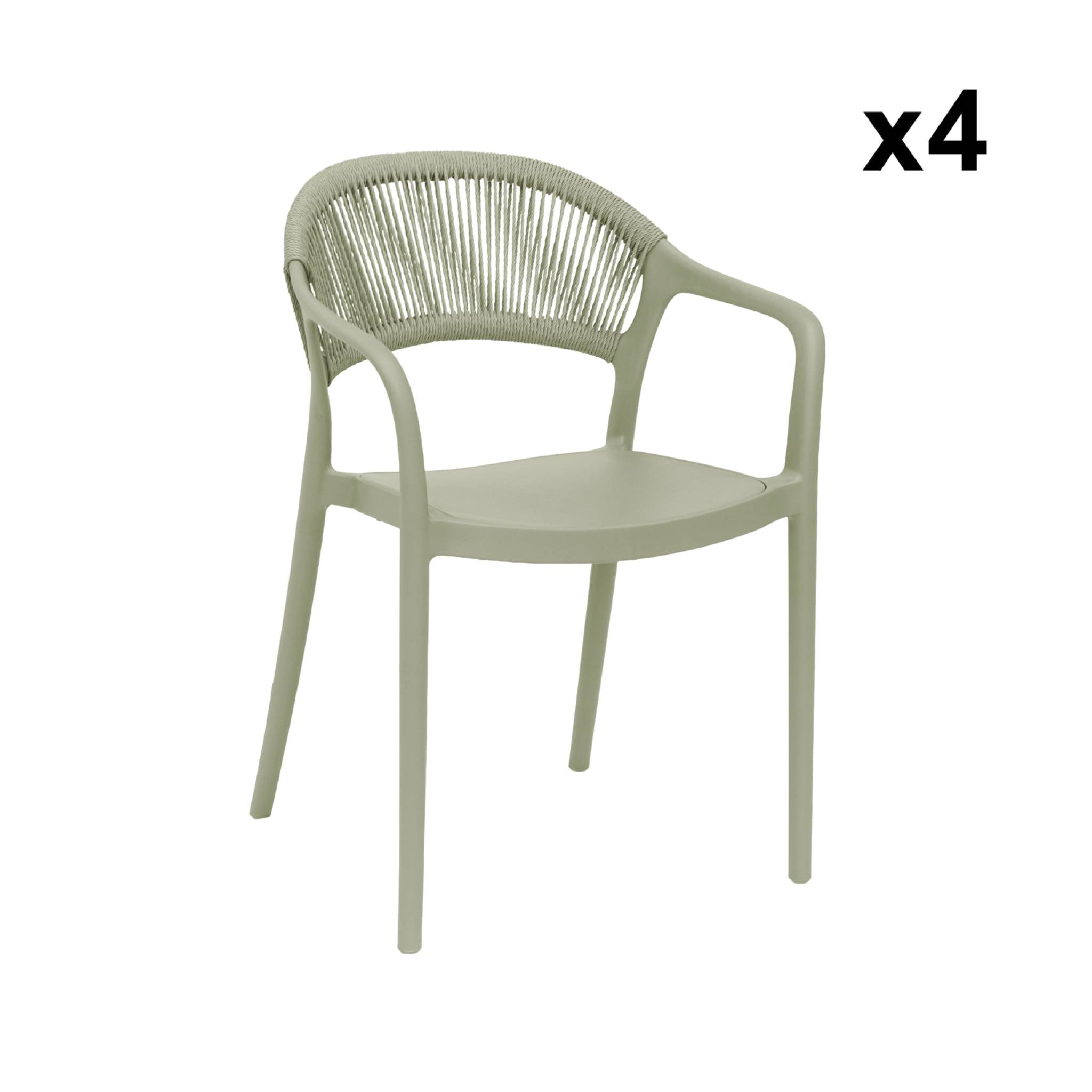 Chaise de jardin empilable avec effet corde (lot de 4) JOVIA