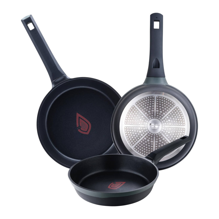 Juego de 3 Sartenes Ø20Ø24Ø28cm en Aluminio fundido con revestimiento antiadherente y mango Soft Touch GASTRO REECO MasterPRO