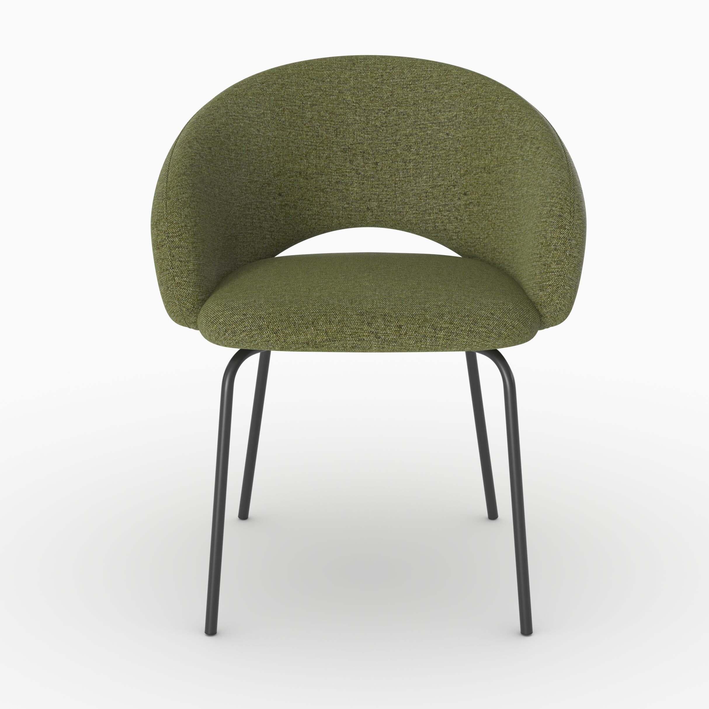 Chaise en tissu vert chiné et pieds noirs - Milly