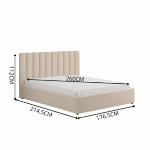 LEANA Lit avec coffre de rangement 160x200cm velours beige