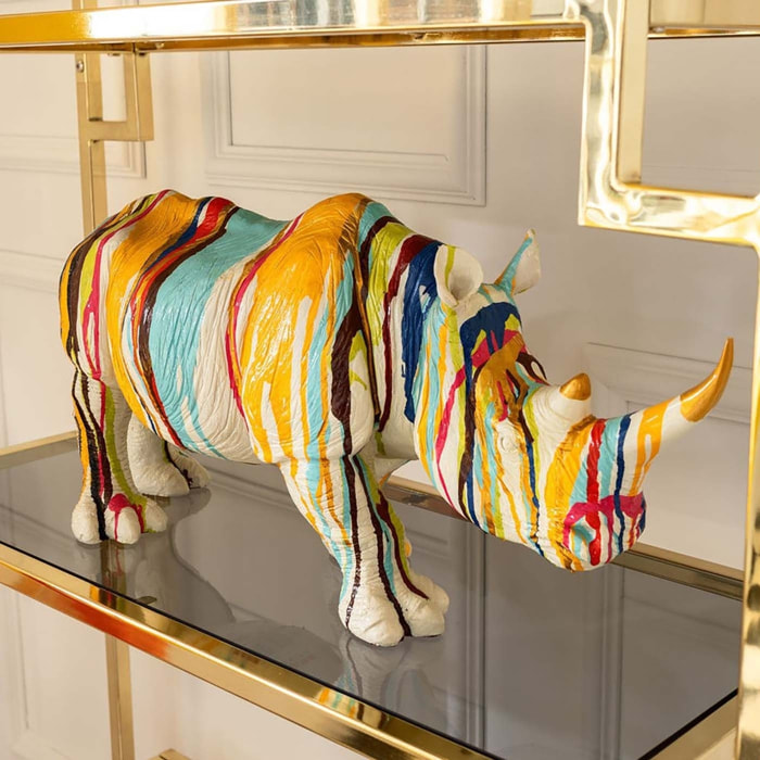 Déco rhino blanc coulées de peinture Kare Design