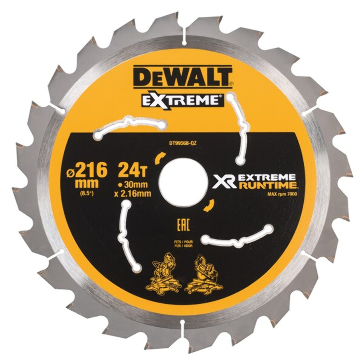 Lame scie à onglets 216x30 mm 24 Dents XR Extrême runtime DEWALT - DT99568