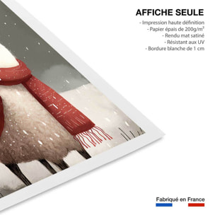 Affiche enfant lama sous la neige  Affiche seule