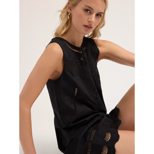 Motivi - Vestido de verano con bordados - Negro