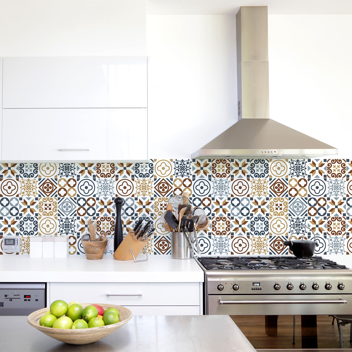 Stickers muraux - Sticker Mural Carrelage adhésif Cuisine Salle de Bain - 24 STICKERS CARRELAGES AZULEJOS ZEPETINO