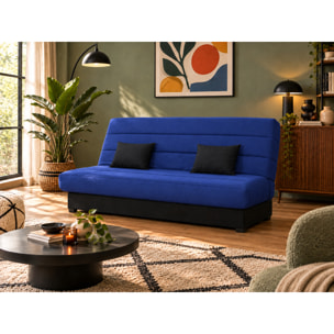 Canapé convertible Cecilia, matelas Simmons ressorts, 130 x 190 cm, marine