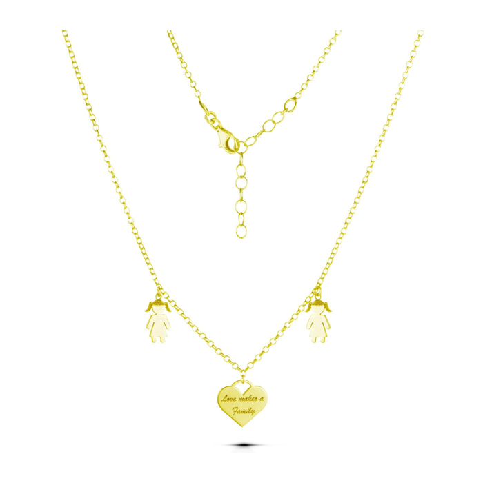 Collana Love Makes a Family Bimba-Cuore-Bimba con Pendente Argento Gold