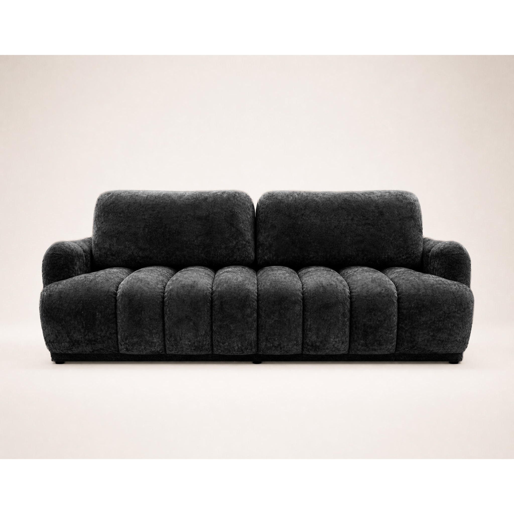 Silvia - Canapé droit 3 places convertible avec coffre - en tissu bouclette - Gris foncé