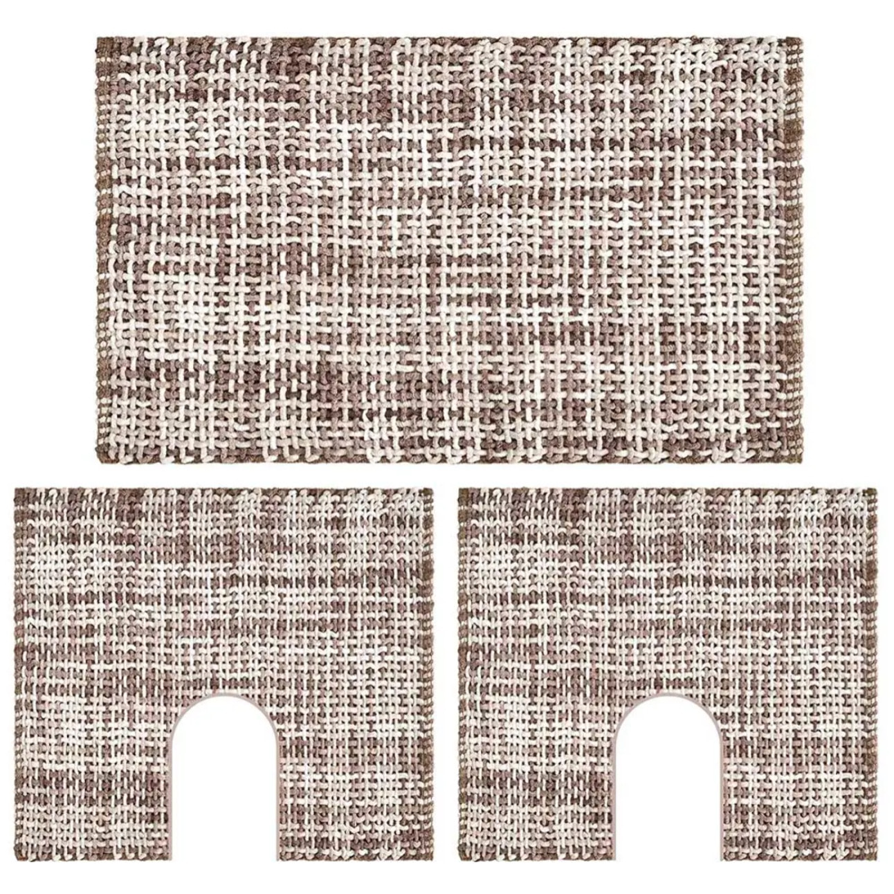 Parure tappetini bagno CRAZY TORTORA in microfibra misto cotone, morbido antiscivolo lavabile in lavatrice