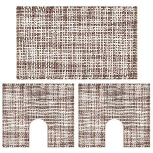 Parure tappetini bagno CRAZY TORTORA in microfibra misto cotone, morbido antiscivolo lavabile in lavatrice