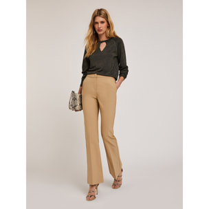 Motivi - Pantaloni flare in tessuto compatto - Beige