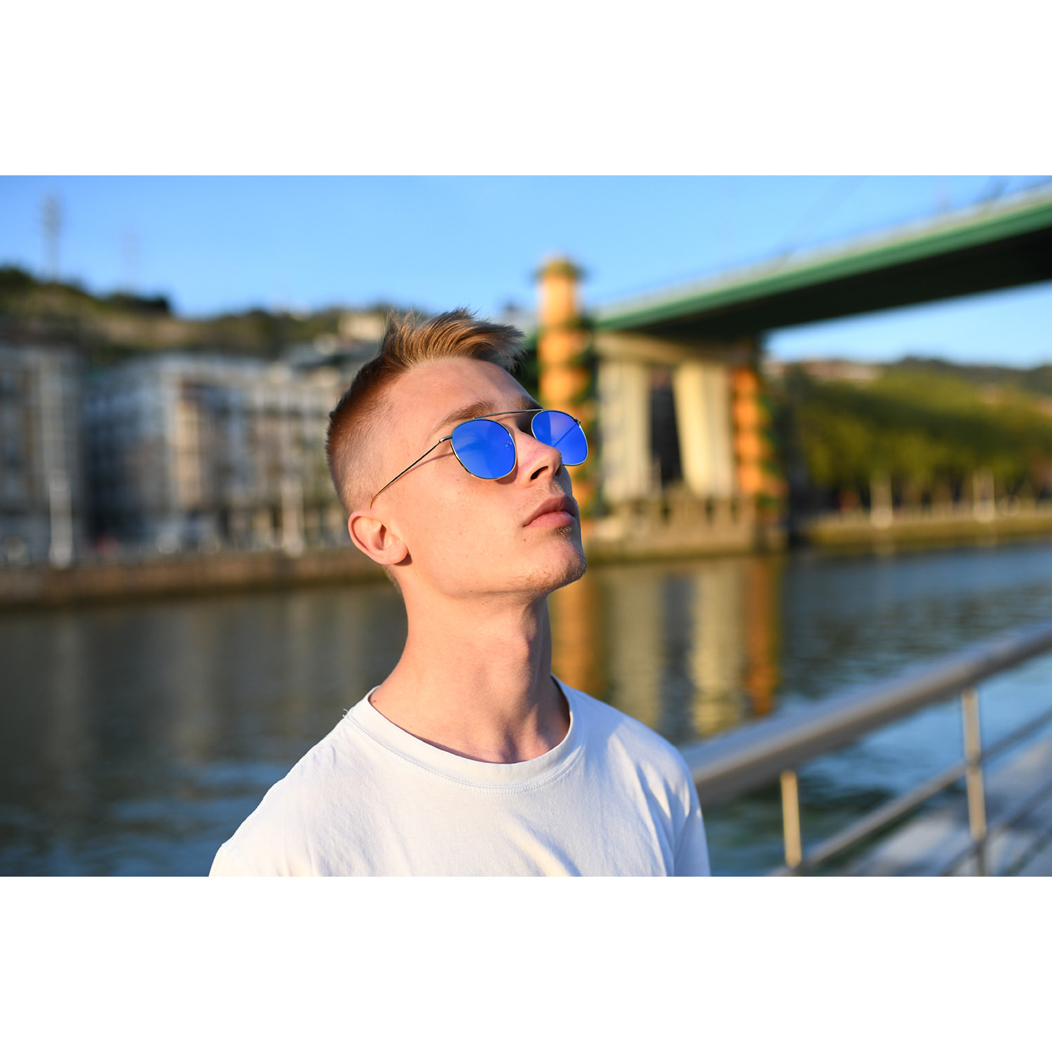 Gafas de sol PALO ALTO ATLANTA - Metal dorado / Plana revo azul