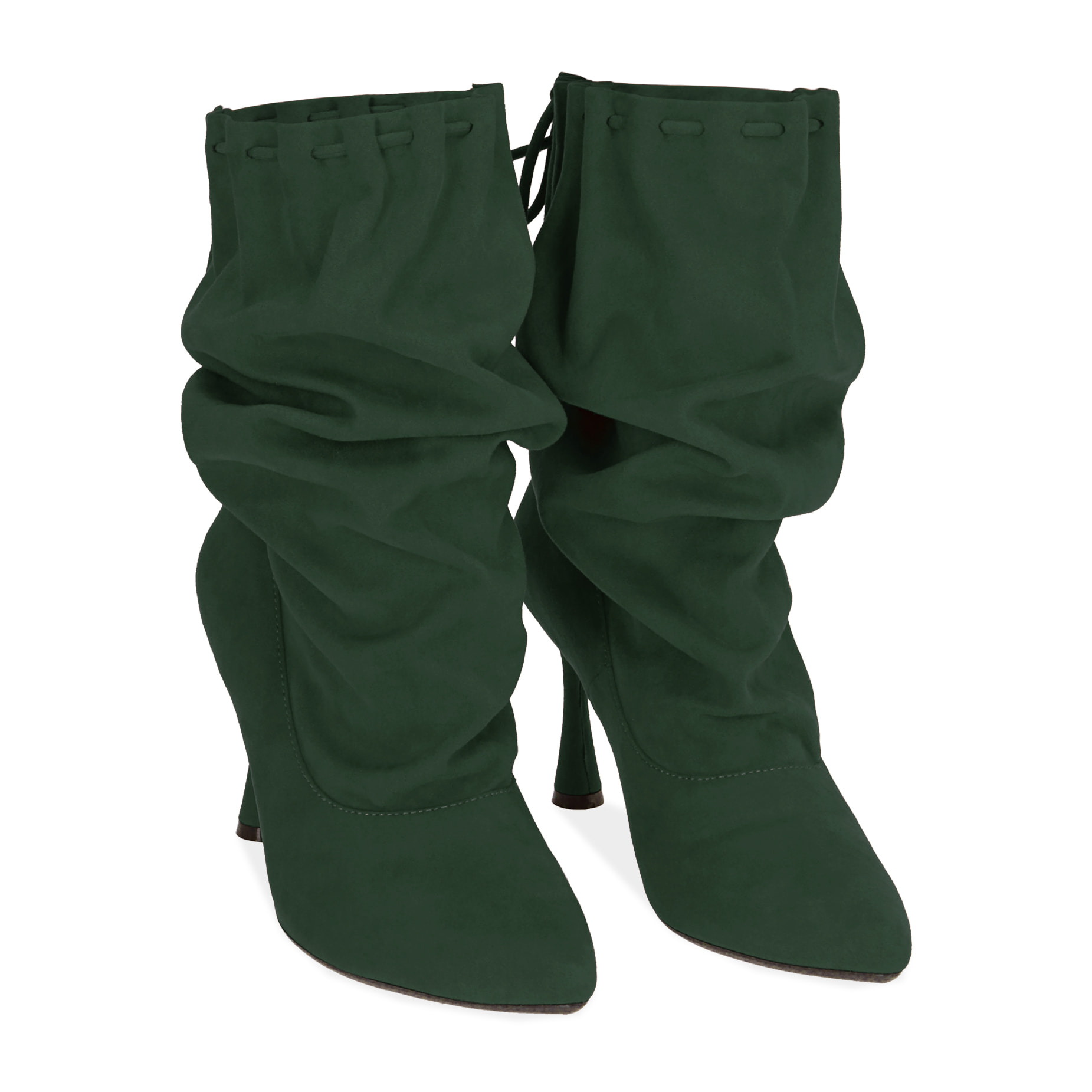 Ankle boots verdi in microfibra, 8,5 cm