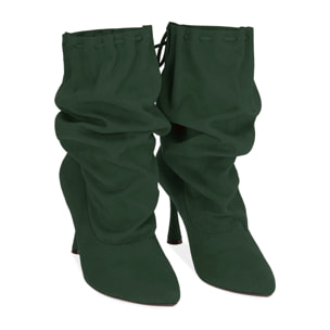 Ankle boots verdi in microfibra, 8,5 cm