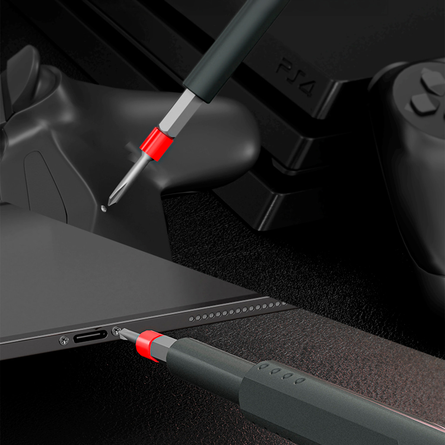 Juego de destornillador multifunción 31 en 1 con carcasa de aluminio y puntas de acero magnéticas.