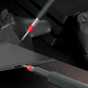 Juego de destornillador multifunción 31 en 1 con carcasa de aluminio y puntas de acero magnéticas.