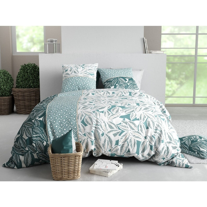 Parure housse de couette 100% coton 57fils + 2 taies